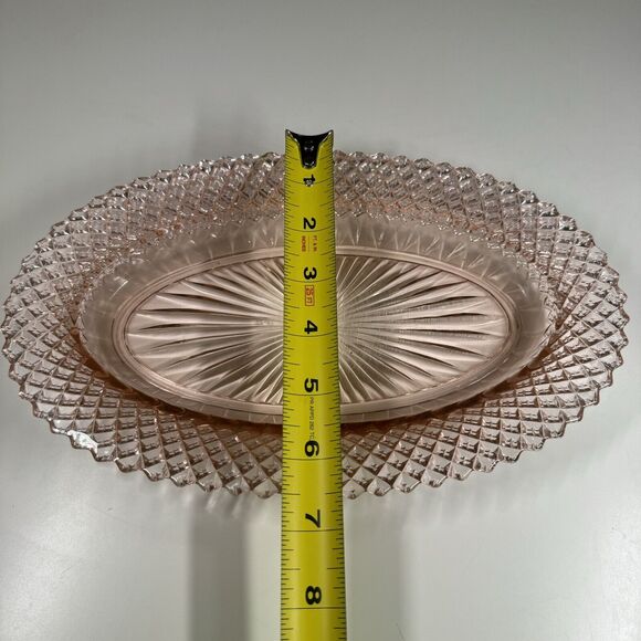 Anchor Hocking Miss America Pink Glass Oval Platter 11” Vintage 1930s - Picture 6 of 7